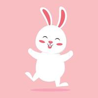 lindo conejo feliz en el vector de ilustración de fondo rosa.
