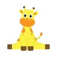 Cute giraffe cartoon character for kids. vector