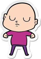 sticker of a cartoon bald man vector