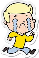 sticker of a cartoon man crying vector