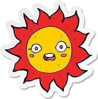 sticker of a cartoon sun vector