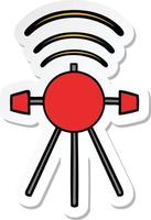 sticker of a cute cartoon satellite vector