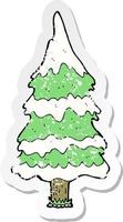 retro distressed sticker of a cartoon snowy tree vector