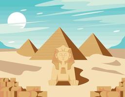 egyptian culture place with sphinx vector