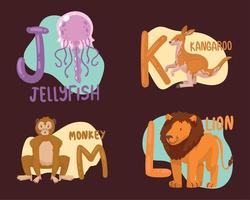 four kids alphabet animals vector