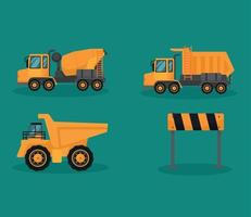 construction vehicles four icons
