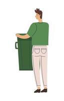 man lifting garbage bin vector