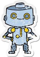 distressed sticker of a cartoon robot vector