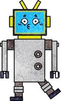 retro grunge texture cartoon robot vector