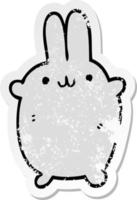 distressed sticker of a cartoon rabbit vector