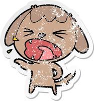 distressed sticker of a cute cartoon dog barking vector