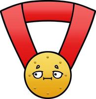 gradient shaded cartoon gold medal vector