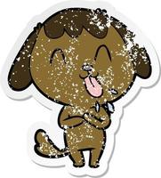 distressed sticker of a cute cartoon dog vector