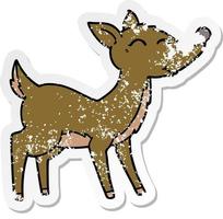 distressed sticker of a cartoon deer vector