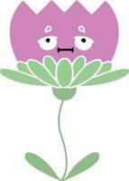 flat color retro cartoon flower vector