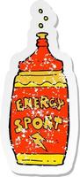 retro distressed sticker of a cartoon energy drink vector