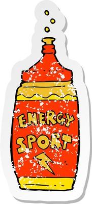 retro distressed sticker of a cartoon energy drink