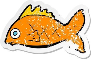 retro distressed sticker of a cartoon fish vector