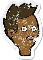 retro distressed sticker of a cartoon shocked man vector