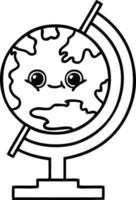 line drawing cartoon globe of the world vector