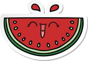 sticker of a quirky hand drawn cartoon watermelon vector