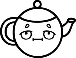 line drawing cartoon teapot vector