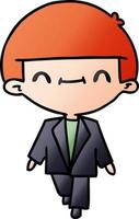 gradient cartoon of cute kawaii boy in suit vector