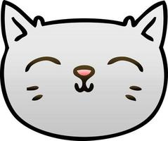 quirky gradient shaded cartoon cat face vector