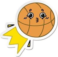 sticker of a cute cartoon basketball vector