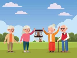 four old persons characters vector