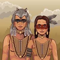 natives couple warriors vector