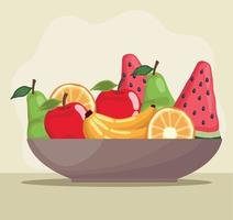 dish with fresh fruits vector