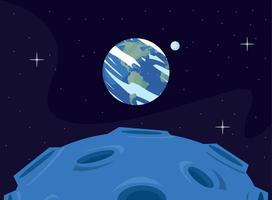 moon and earth planet vector