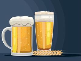 beer jar and glass vector