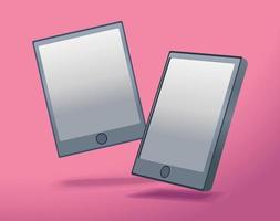 tablet and smartphone pink background vector