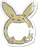 distressed sticker of a cartoon rabbit vector