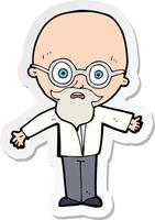 sticker of a cartoon genius scientist vector