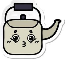 sticker of a cute cartoon kettle vector