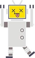 flat color retro cartoon robot vector