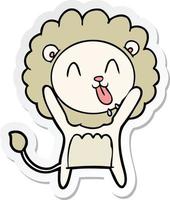 pegatina de un león de dibujos animados feliz vector
