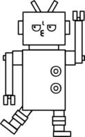 robot de dibujos animados de dibujo lineal vector