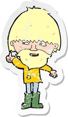 retro distressed sticker of a cartoon hippie man in wellington boots