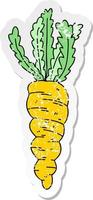 distressed sticker of a quirky hand drawn cartoon carrot vector