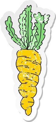 distressed sticker of a quirky hand drawn cartoon carrot