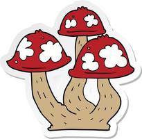 sticker of a cartoon mushrooms vector