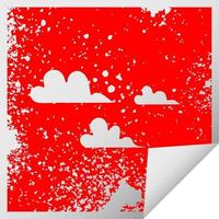 distressed square peeling sticker symbol cloud vector