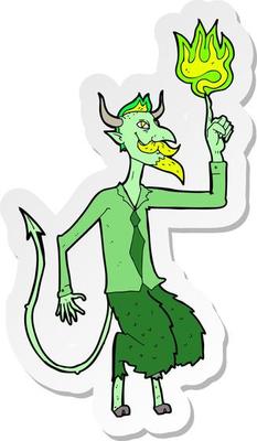 sticker of a cartoon devil in shirt and tie