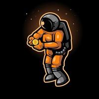 astronauta sosteniendo bitcoin vector