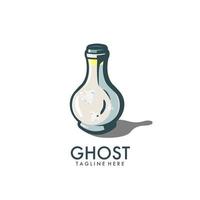 vector de ilustración de diseño de logotipo de fantasma en botella