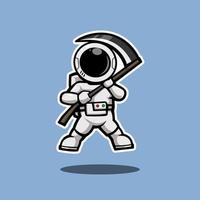 astronauta sosteniendo una hoz vector